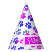 動物の足シルエットブルーピンクパティー紙ピンク パーティーハット (左)