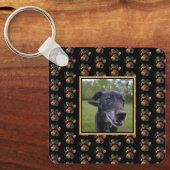 動物の足シルエット感謝感謝黒い写真 キーホルダー (正面)