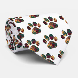 動物の足ペットのシルエット感謝白 ネクタイ