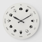 動物の足跡の識別 ラージ壁時計 (正面)