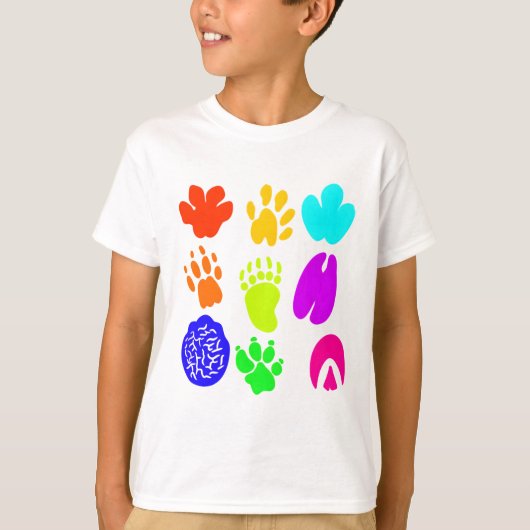 動物の足跡アート Tシャツ (正面)