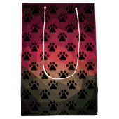 動物の足跡, ペットの足跡, 幾何学的なデザイン ミディアムペーパーバッグ (裏面)