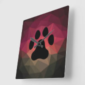 動物の足跡、ペットの足、幾何学的な効果 スクエア壁時計 (傾斜)