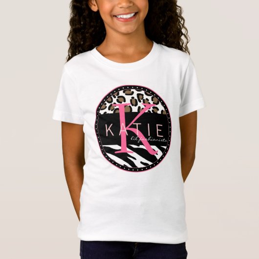 動物の逆上のパーソナライズな女の子のTシャツ Tシャツ (正面)