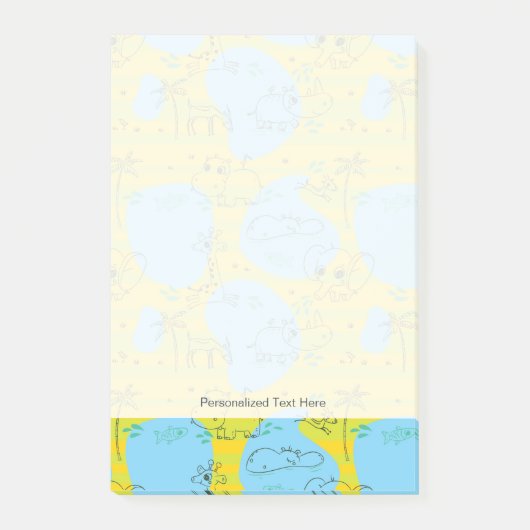 動物の遊ベビーパターン背景 ポストイット (正面)