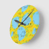 動物の遊ベビーパターン背景 ラウンド壁時計 (傾斜)