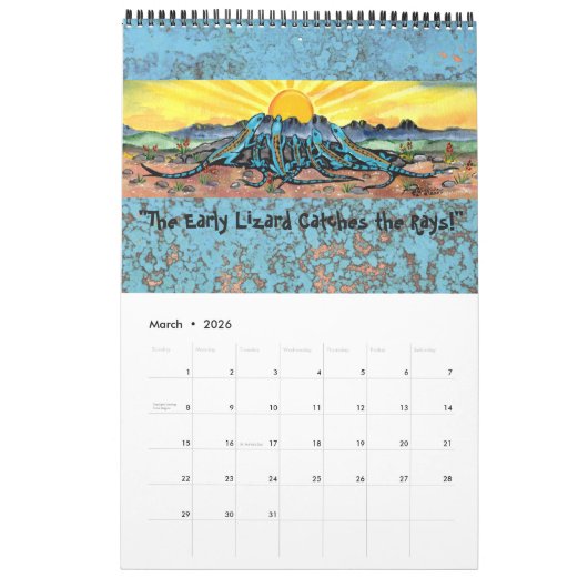 動物の野生動物のカレンユーモアのあるダウサギ任意の年 カレンダー (3月 2026)