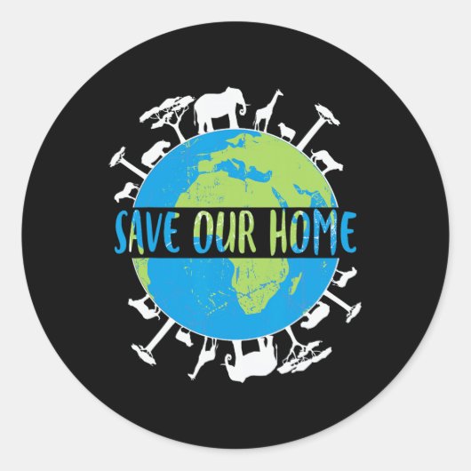 動物の野生生物の救保護我々の家の地球 ラウンドシール (正面)