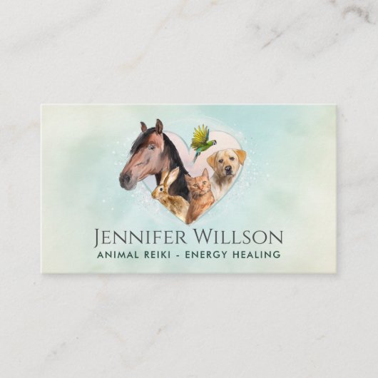 動物の霊気 – エネルギー修復 – 水彩画 名刺 (正面)