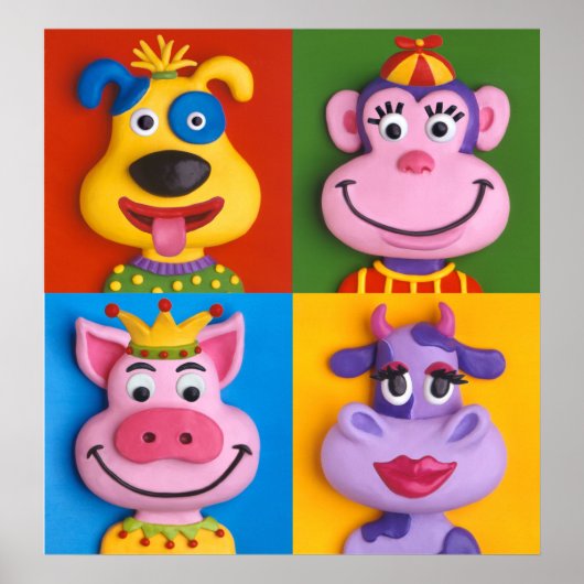 動物の顔の子供部屋の装飾 ポスター (正面)