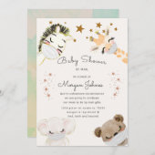 動物の顔マスクベビーシャワーby mail invitation (正面/裏面)