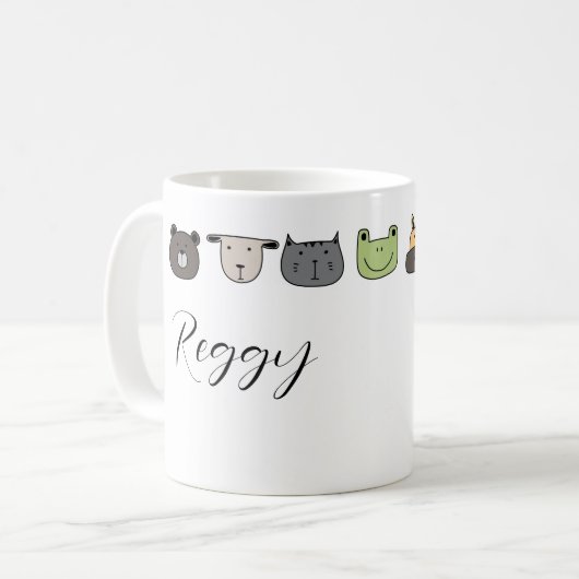 動物の顔 マグカップのカスタマイズ コーヒーマグカップ (正面左)
