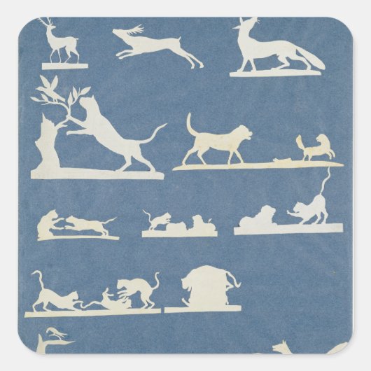 動物の風景遊と猫 スクエアシール (正面)