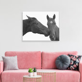 動物の馬の馬写真白黒 キャンバスプリント (インサイチュ (リビング))