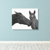 動物の馬の馬写真白黒 キャンバスプリント (インサイチュ (ウッドフロア))