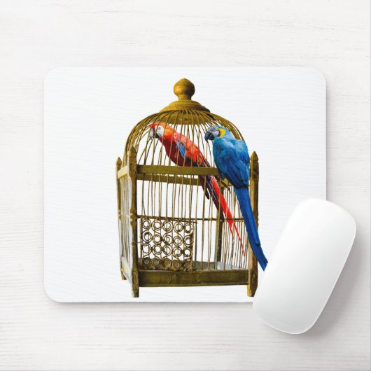 動物の鳥の猫のオウムのケージは自由の刑務所ロック マウスパッド (マウス)