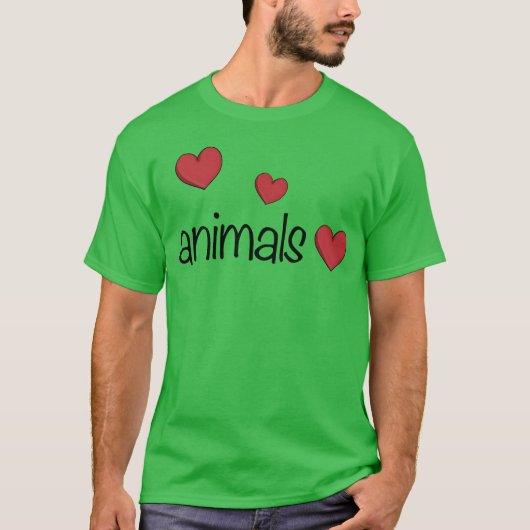 動物の3つのハート 動物愛 ギフト Tシャツ (正面)