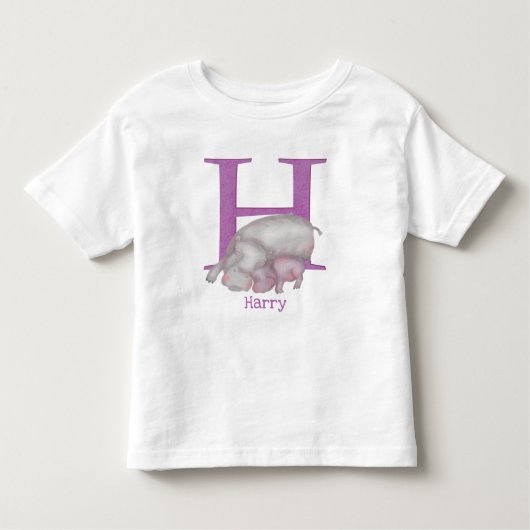 動物のABC HはTシャツのカバ トドラーTシャツ (正面)