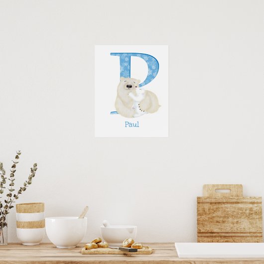 動物のABC Pはポーラーベアのプリント ポスター (キッチン)