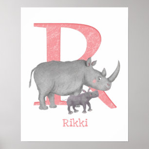 動物のABC Rはライオンの絵 ポスター