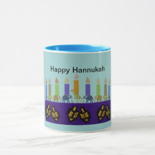 動物のDreidel Hannukahの(ユダヤ教)メノラーのマグ マグカップ
