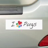 動物のLover_Iのハートのパグ バンパーステッカー (車上)