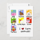 動物のTシャツとギフト ポストカード (正面/裏面)