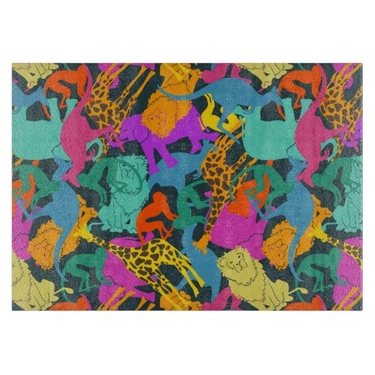 動物はパターンのシルエットを描きます カッティングボード (正面)