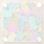 動物はパターンのシルエットを描きます ガラスコースター (裏面)