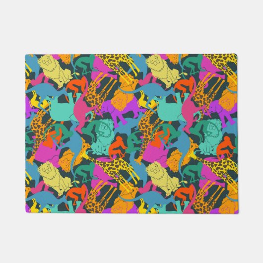 動物はパターンのシルエットを描きます ドアマット (正面)