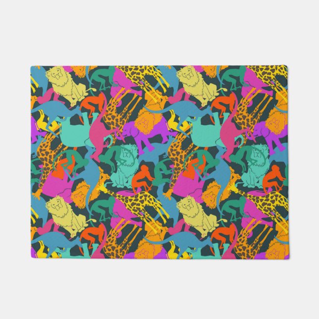 動物はパターンのシルエットを描きます ドアマット (正面)