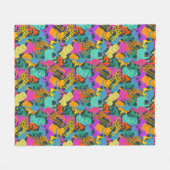 動物はパターンのシルエットを描きます フリースブランケット (正面(横))