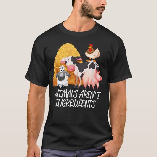 動物は原材料じゃない 面白いヴィーガン 動物愛護 Tシャツ (正面)