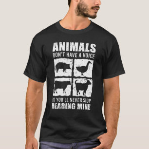 動物は声が出ないから絶対に声が出ストップない Tシャツ