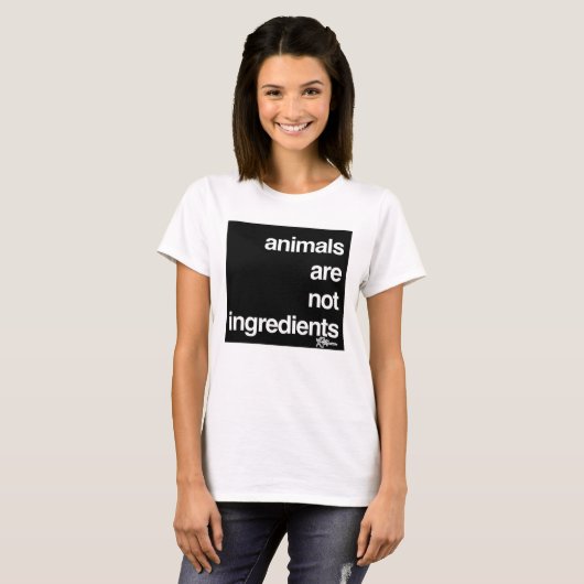動物は成分ではないビーガン動物の権利 Tシャツ (正面フル)