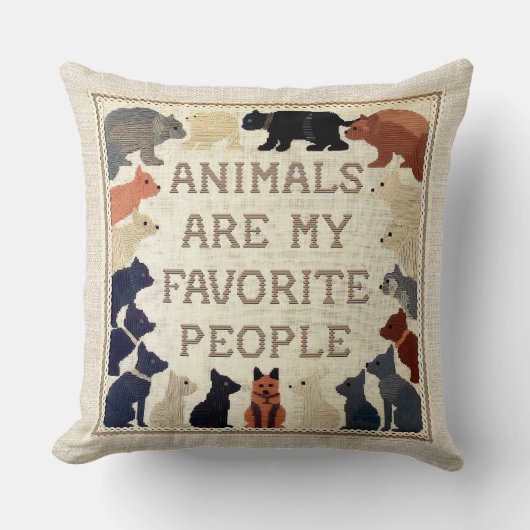 動物は私のお気に入りの人間だおもしろいよフェイク- Stitch クッション (正面)