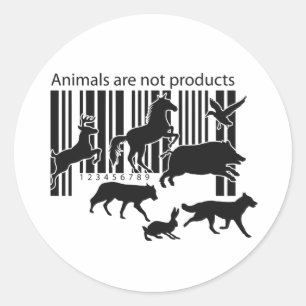 動物は製品ではないバーコードビーガン ラウンドシール