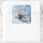 動物は雪の上で山を下る スクエアシール (バッグ)