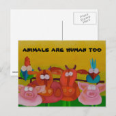 「動物も人間の葉書」 ポストカード (正面/裏面)