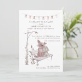 動物をテーマにしたベンチに乗った猫と結婚犬 案内状 (スタンド正面)