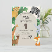 動物をテーマにした男の子の誕生日招待状 招待状 (スタンド正面)