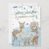 動物をテーマにした男の赤ちゃん誕生日の招待状 案内状 (裏面)