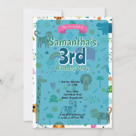 動物をテーマにした誕生日招待状 招待状