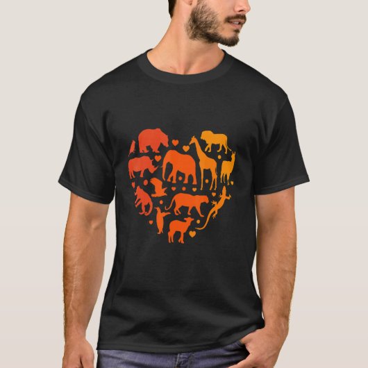動物をハート Tシャツ (正面)