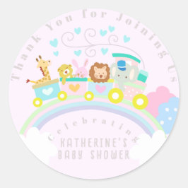 動物をピンク色にトレーニング ラウンドシール