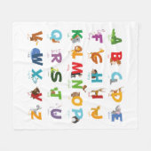 動物を使ったアルファベット フリースブランケット (正面(横))