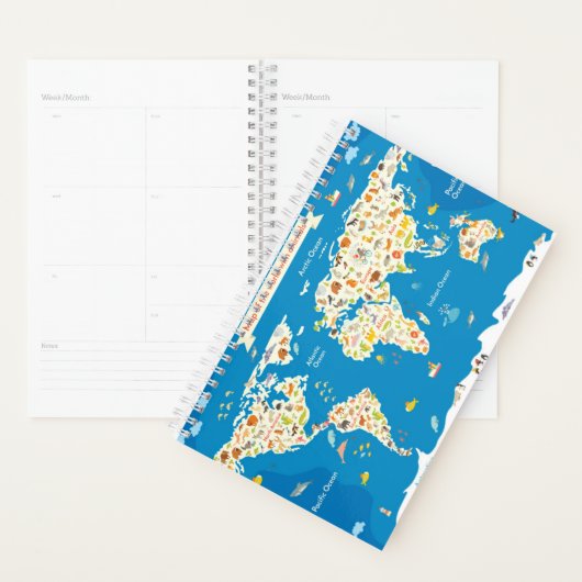 動物を使った世界の子ども向け地図 プランナー手帳 (ディスプレー)