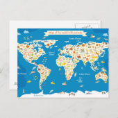 動物を使った世界の子ども向け地図 ポストカード (正面/裏面)