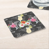 動物を使った熱帯飲料 スクエアペーパーコースター (アングル)