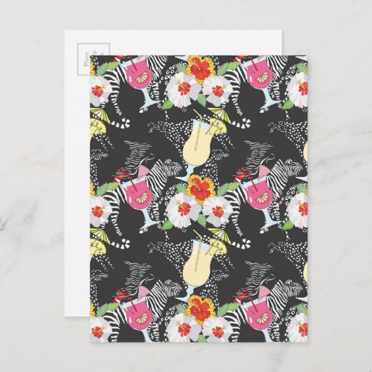 動物を使った熱帯飲料 ポストカード (正面/裏面)